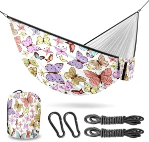 Ultra-Durable Portable Hammock for Camping Outdoor Enthusiasts Lightweight Travel Hammock Quick Setup Garden and Tree Hammock Flower Butterfly Ideal for Backpacking, Hiking & Relaxation