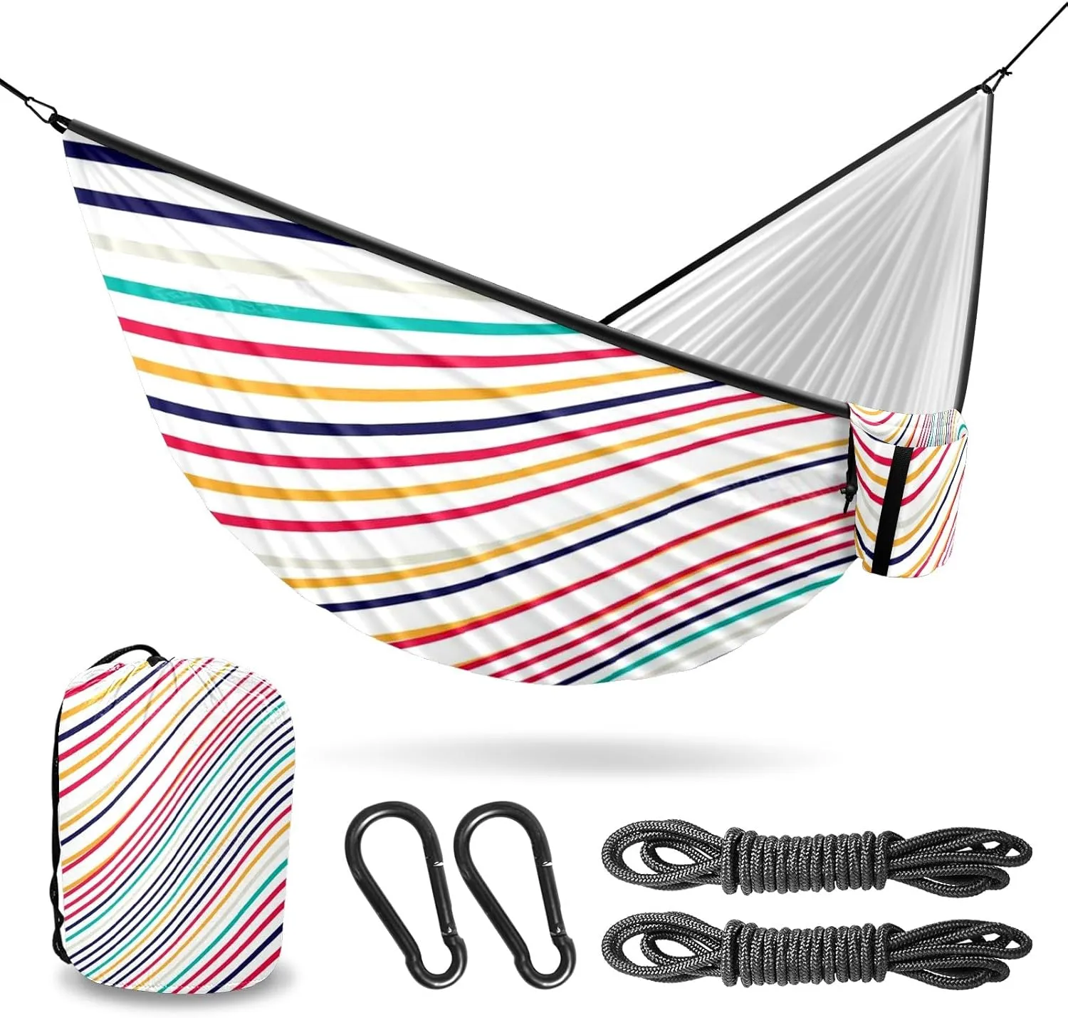 Ultra-Durable Portable Hammock for Camping Outdoor Enthusiasts Lightweight Travel Hammock Quick Setup Garden and Tree Hammock Ripple Wave Ideal for Backpacking, Hiking & Relaxation