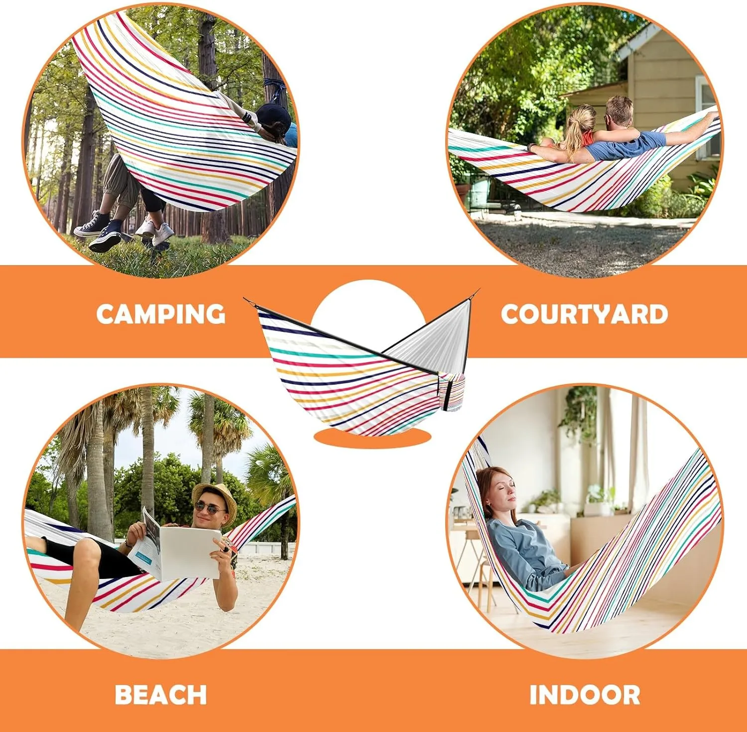 Ultra-Durable Portable Hammock for Camping Outdoor Enthusiasts Lightweight Travel Hammock Quick Setup Garden and Tree Hammock Ripple Wave Ideal for Backpacking, Hiking & Relaxation