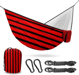 Ultra-Durable Portable Hammock for Camping Outdoor Enthusiasts Lightweight Travel Hammock Quick Setup Garden and Tree Hammock Stripe Ideal for Backpacking, Hiking & Relaxation