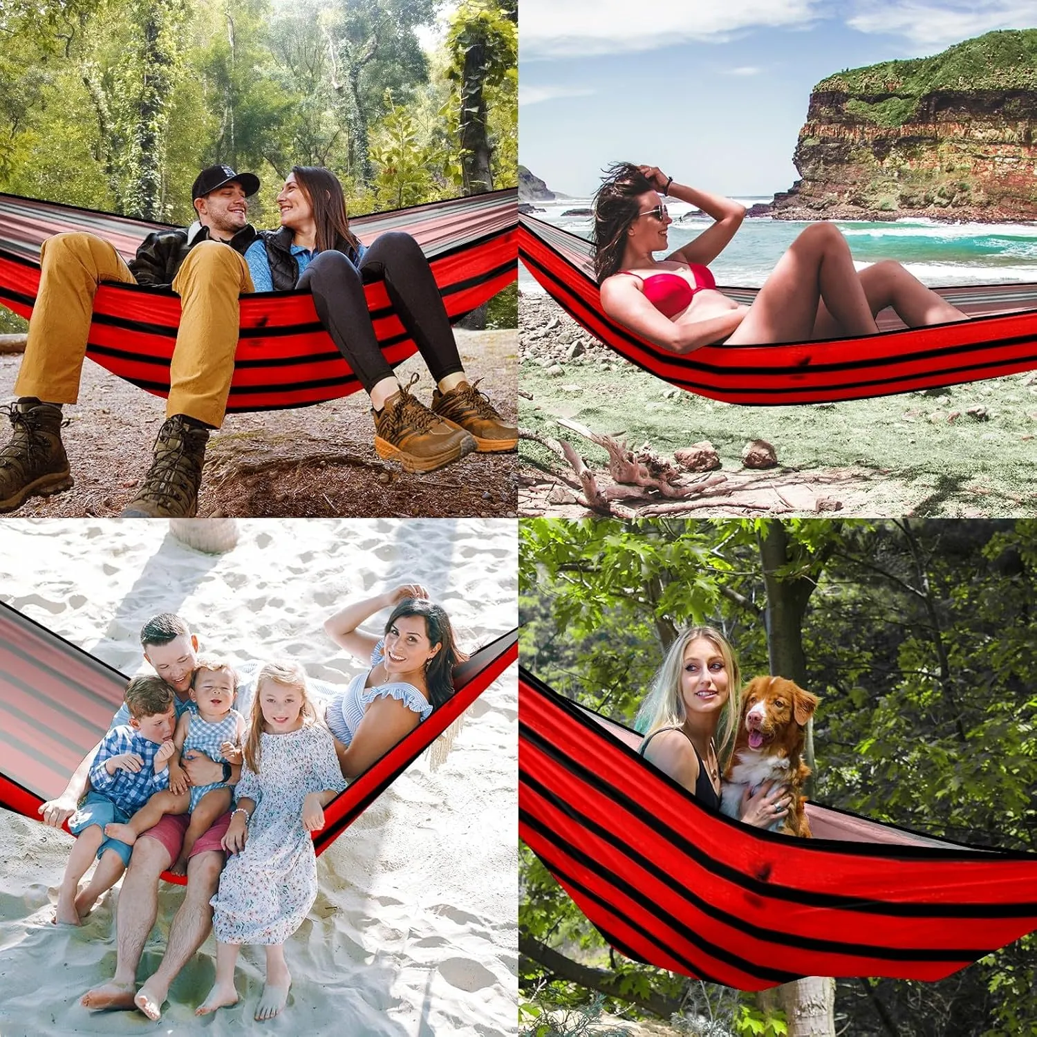 Ultra-Durable Portable Hammock for Camping Outdoor Enthusiasts Lightweight Travel Hammock Quick Setup Garden and Tree Hammock Stripe Ideal for Backpacking, Hiking & Relaxation