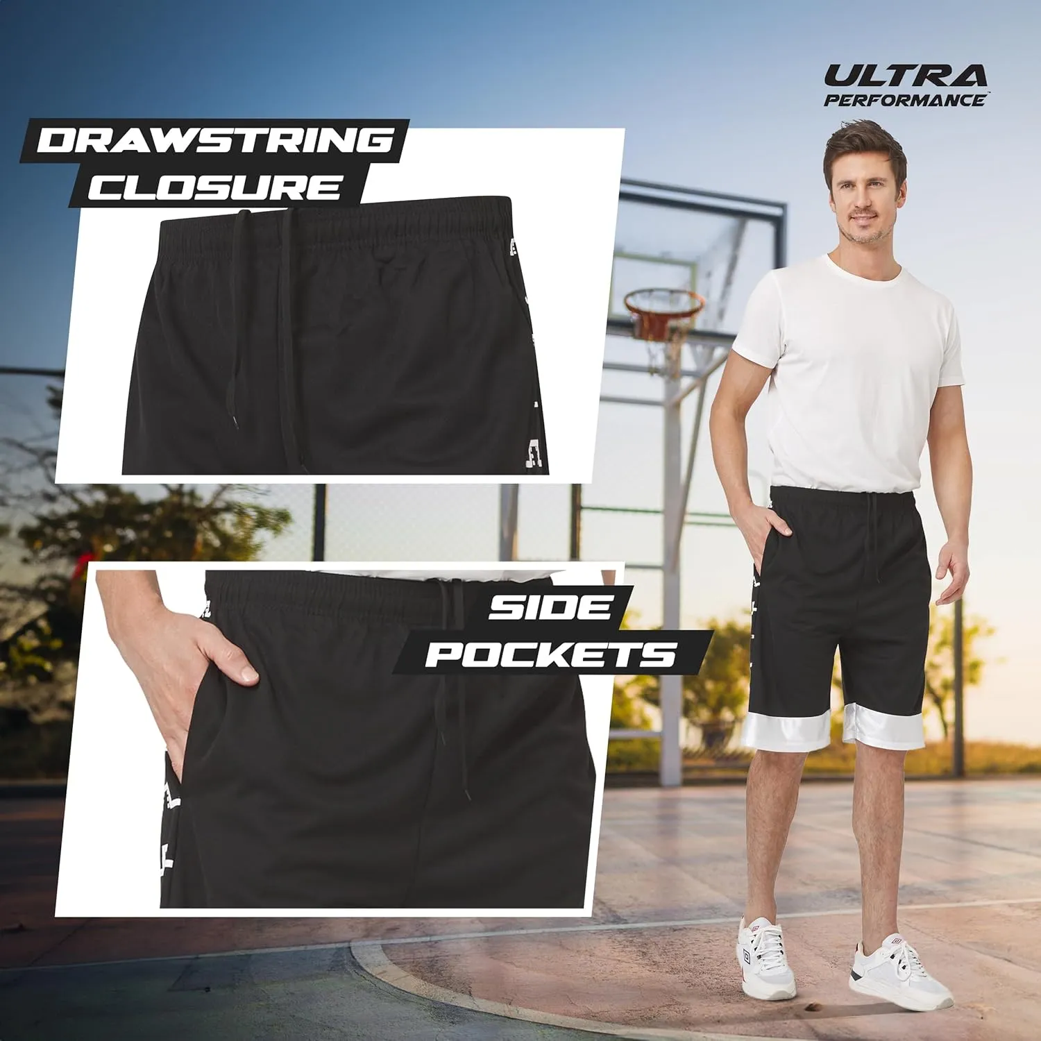 Ultra Performance 5 Pack Mens Shorts, Athletic Gym Shorts Workout Basketball Shorts for Men, SM - 5X