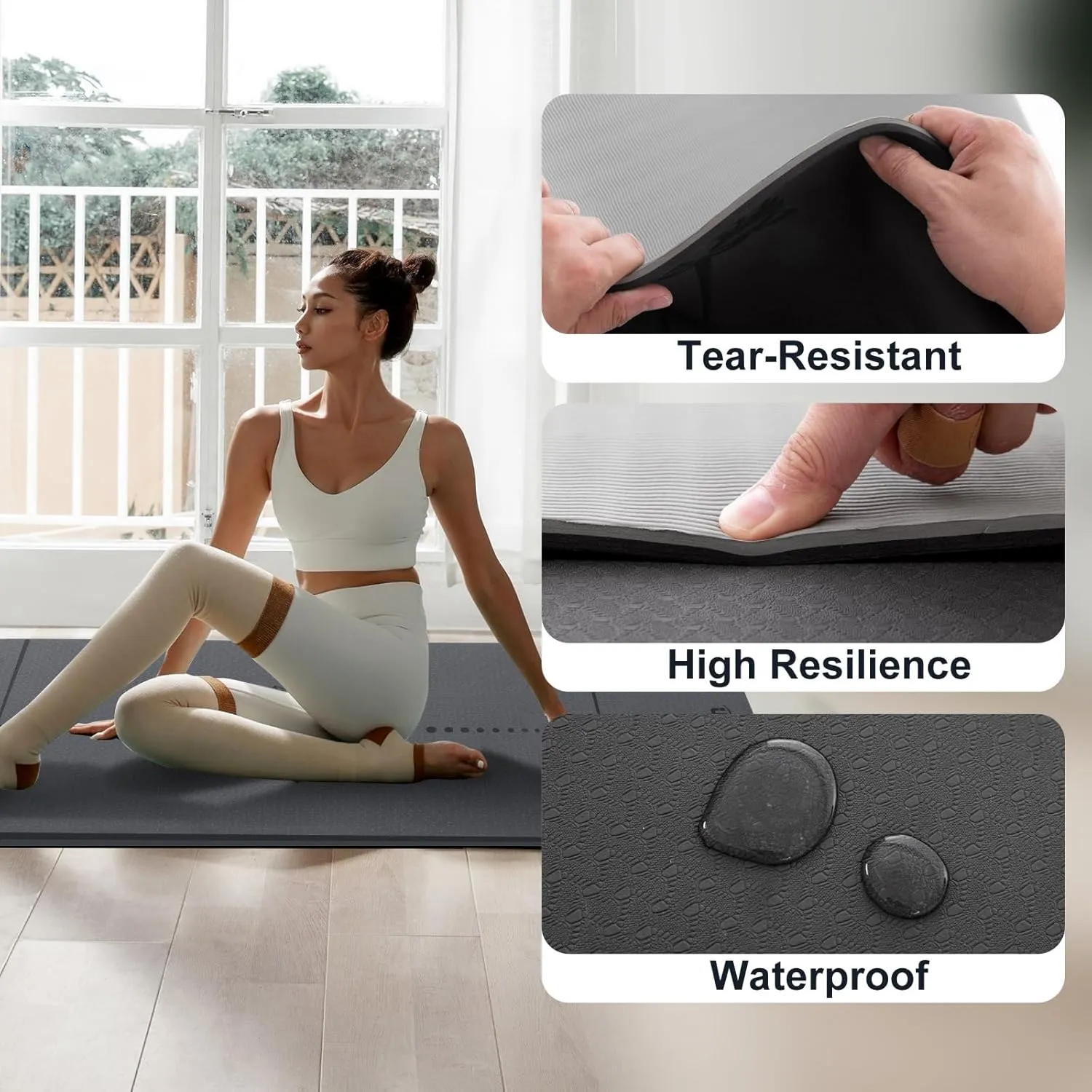 UMINEUX Yoga Mat Extra Thick 1/3'' Non Slip Yoga Mats for Women Eco Friendly TPE Fitness Exercise Mat with Carrying Sling & Storage Bag