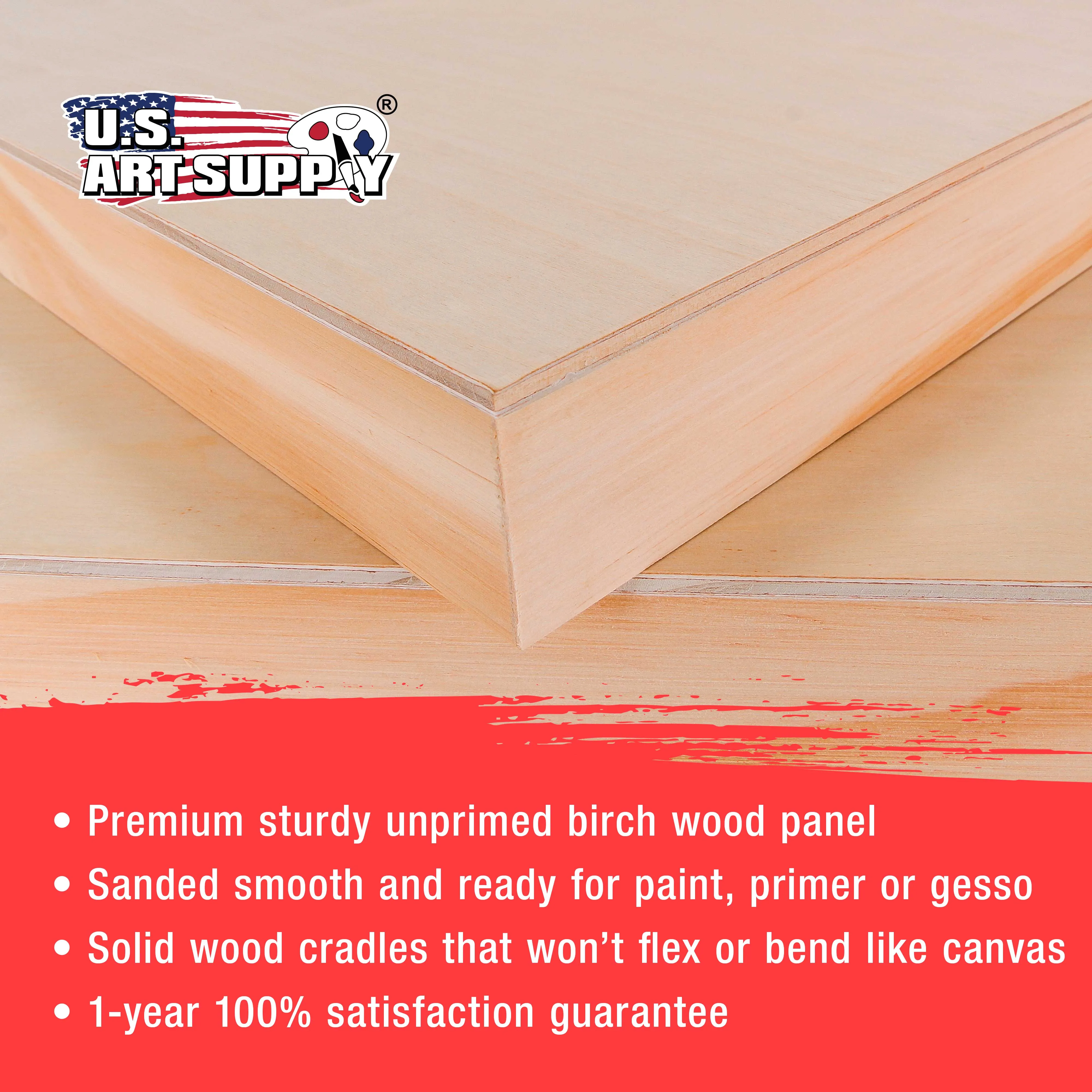 Unfinished Cradled Wood Panels for Painting, 2 Pack of 20x20 inch - Gallery Birch Wooden Canvas Boards 1-1/2" Deep - Mixed-Media Craft, Acrylic, Oil, Encaustic, Paint Pouring