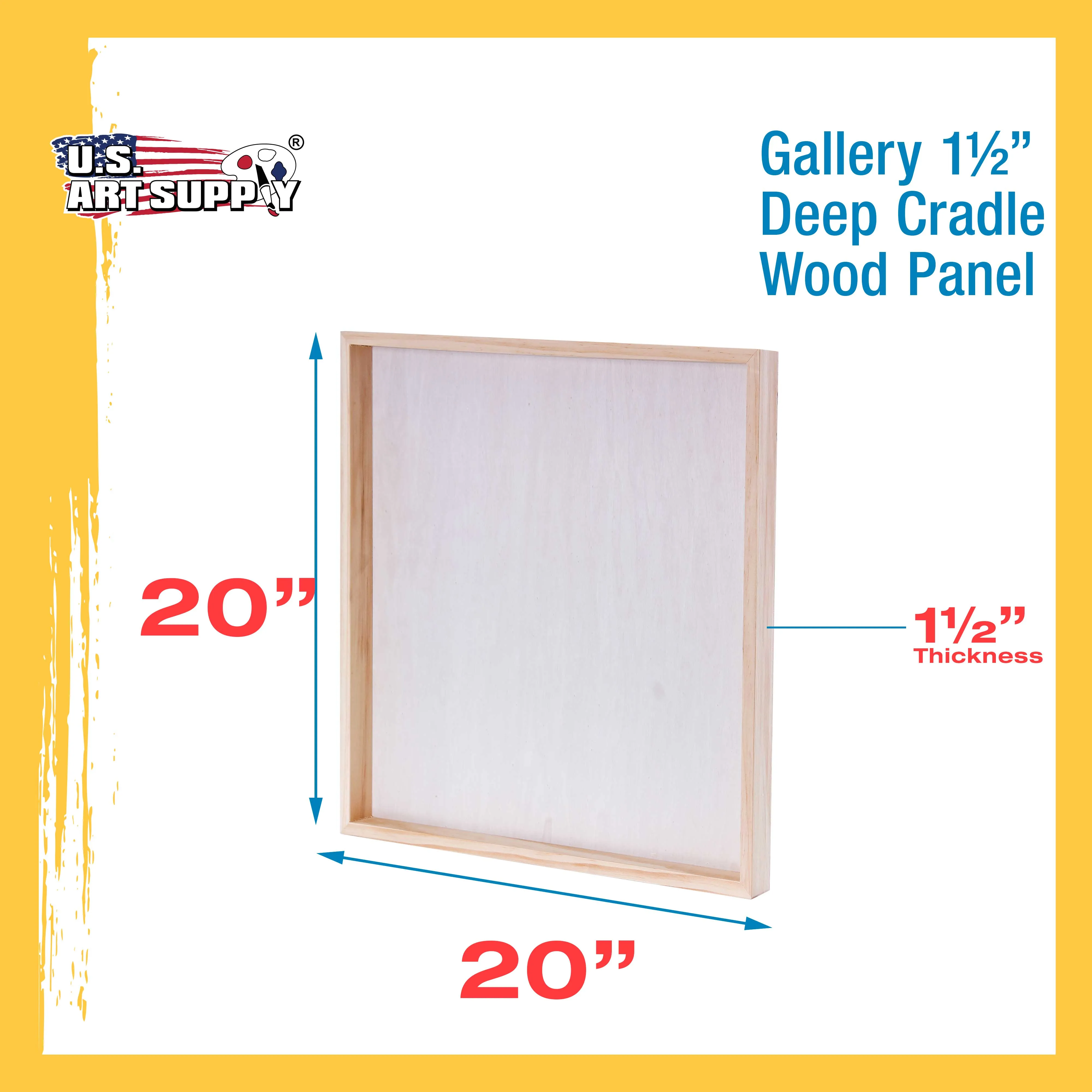 Unfinished Cradled Wood Panels for Painting, 2 Pack of 20x20 inch - Gallery Birch Wooden Canvas Boards 1-1/2" Deep - Mixed-Media Craft, Acrylic, Oil, Encaustic, Paint Pouring