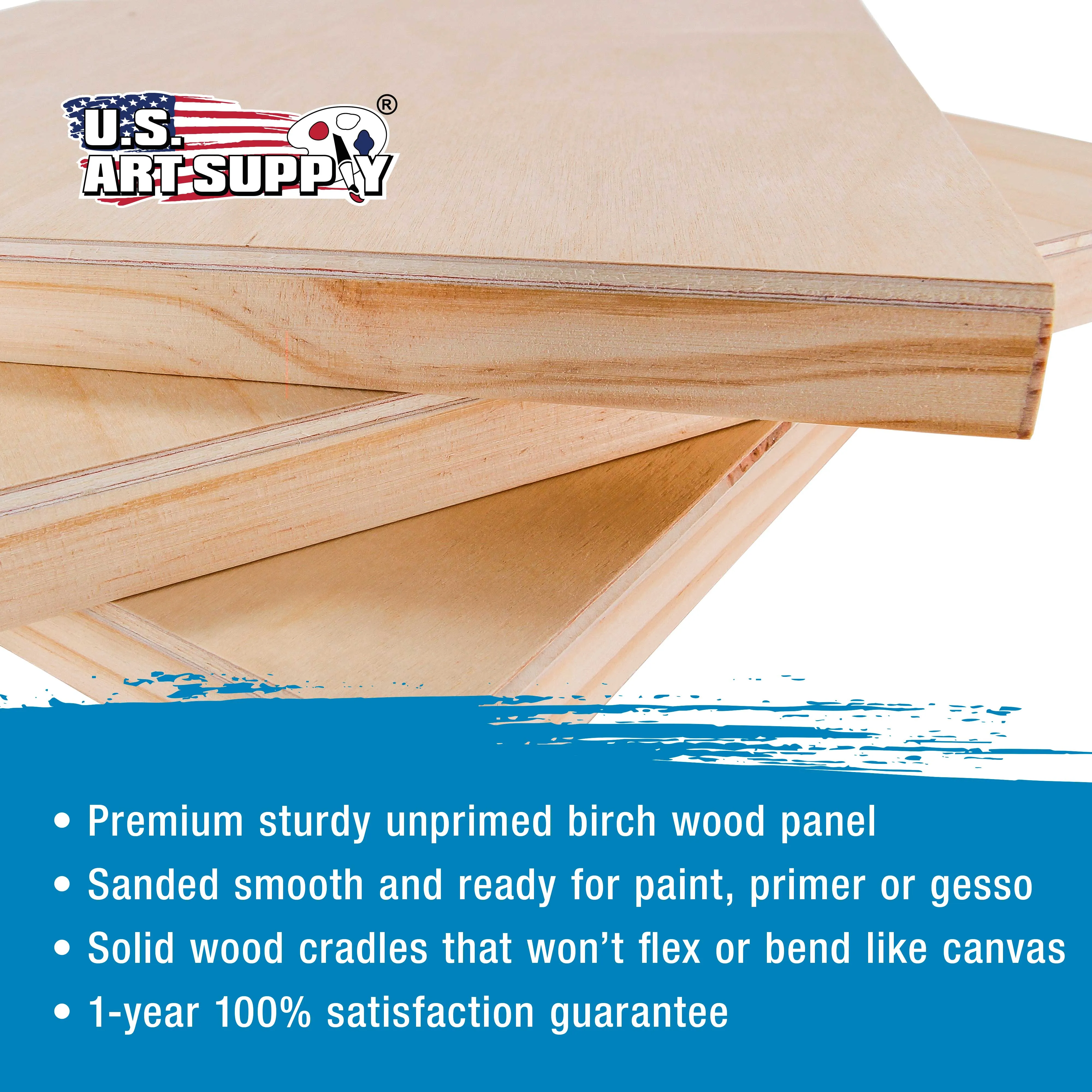 Unfinished Cradled Wood Panels for Painting, 2 Pack of 20x20 inch - Studio Birch Wooden Canvas Boards 3/4" Deep - Mixed-Media Craft, Acrylic, Oil, Encaustic, Paint Pouring Panel Board