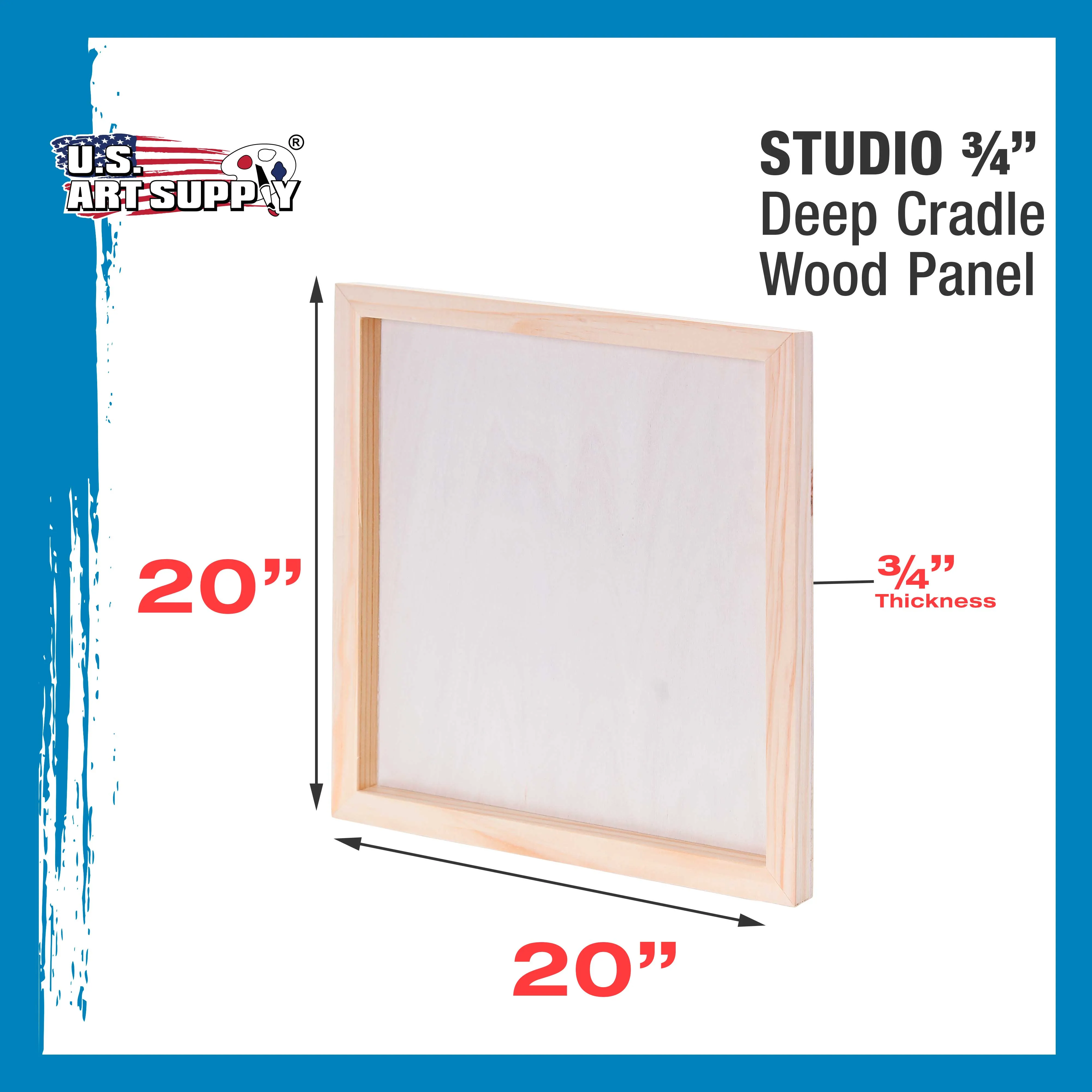 Unfinished Cradled Wood Panels for Painting, 2 Pack of 20x20 inch - Studio Birch Wooden Canvas Boards 3/4" Deep - Mixed-Media Craft, Acrylic, Oil, Encaustic, Paint Pouring Panel Board