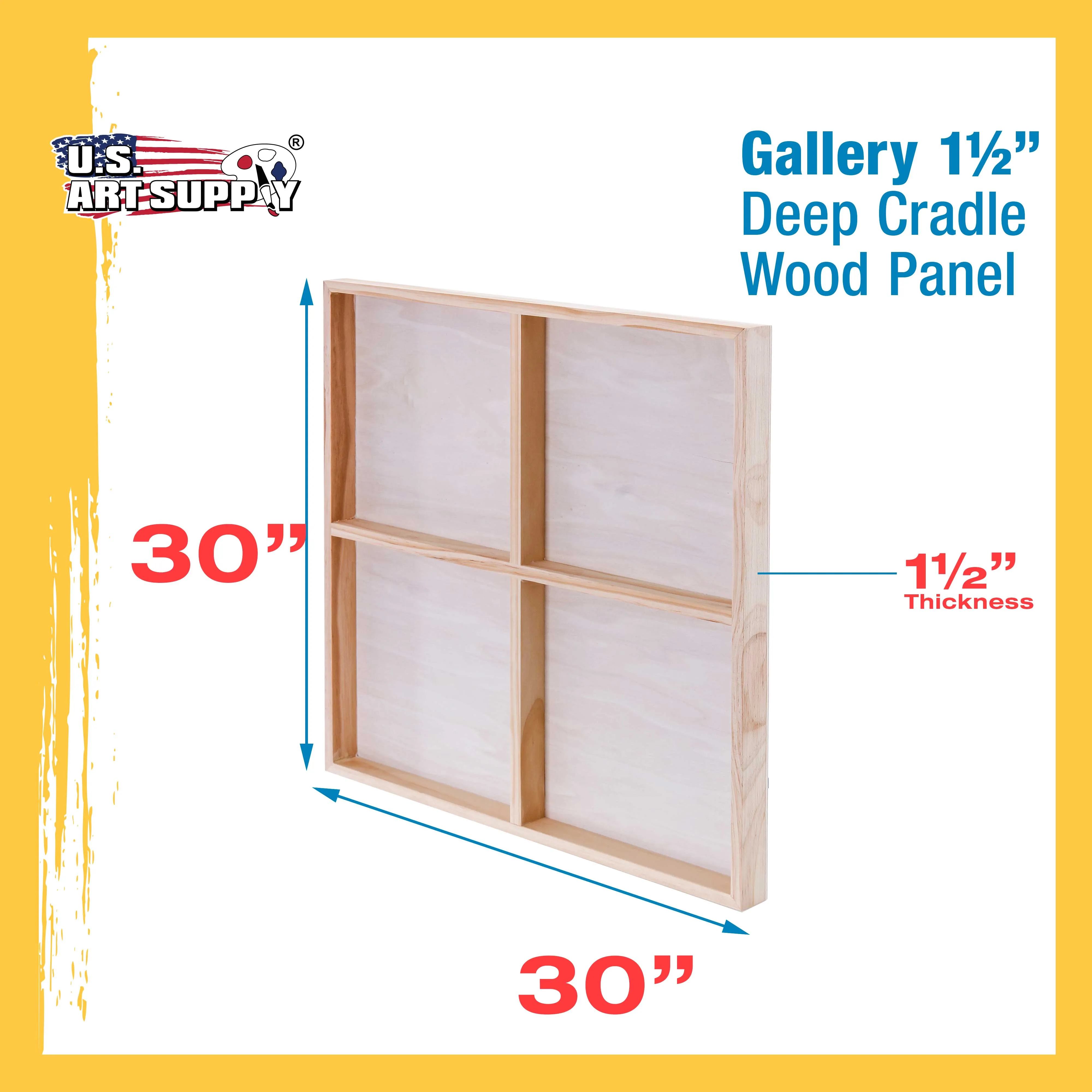 Unfinished Cradled Wood Panels for Painting, 2 Pack of 30x30 inch - Gallery Birch Wooden Canvas Boards 1-1/2" Deep - Mixed-Media Craft, Acrylic, Oil, Encaustic, Paint Pouring