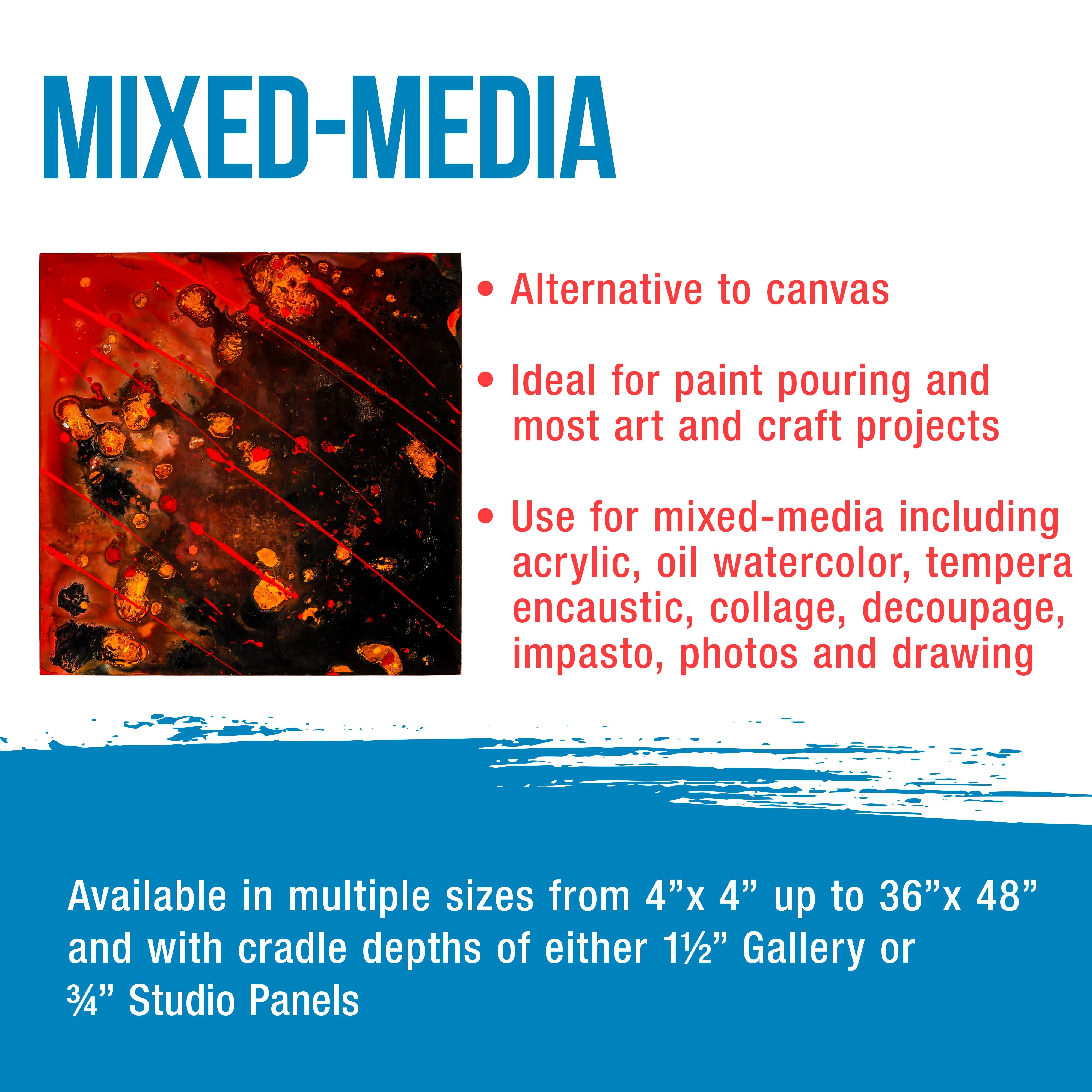 Unfinished Cradled Wood Panels for Painting, 2 Pack of 36x36 inch - Gallery Birch Wooden Canvas Boards 1-1/2" Deep - Mixed-Media Craft, Acrylic, Oil, Encaustic, Paint Pouring