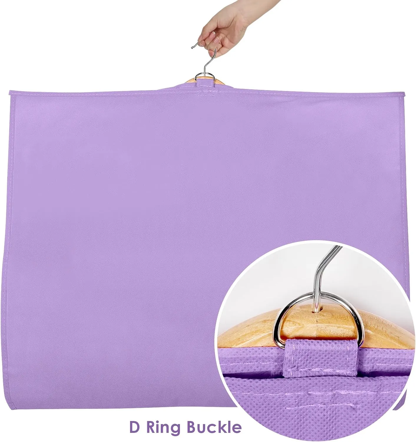 Univivi Dance Costume Bags Garment Bag 40 Inch Hanging Clothes for Dance Competitions, with 3 Medium Clear Zipper Pockets for Dance Costumes, Closet Storage (Purple, 2 Pack)