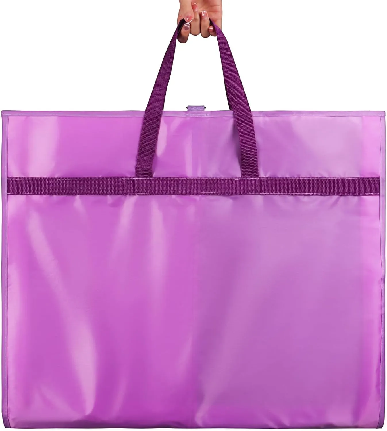 Univivi Dance Costume Garment Bag, 40" Waterproof Hanging Bag for Travel, Kids Clothes Bag With 5 Clear Pockets and Handles for Costumes and Sports, Purple
