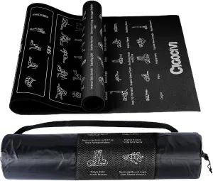 Upgrade New Instructional Yoga Mat with 75 Poses Printed on It for Beginners, 5.7'x2'x0.25", 6mm Travel Yoga Mat with Bag Christmas Gifts for Women and Men, 1/4 Inch Extra Thick Non-Slip