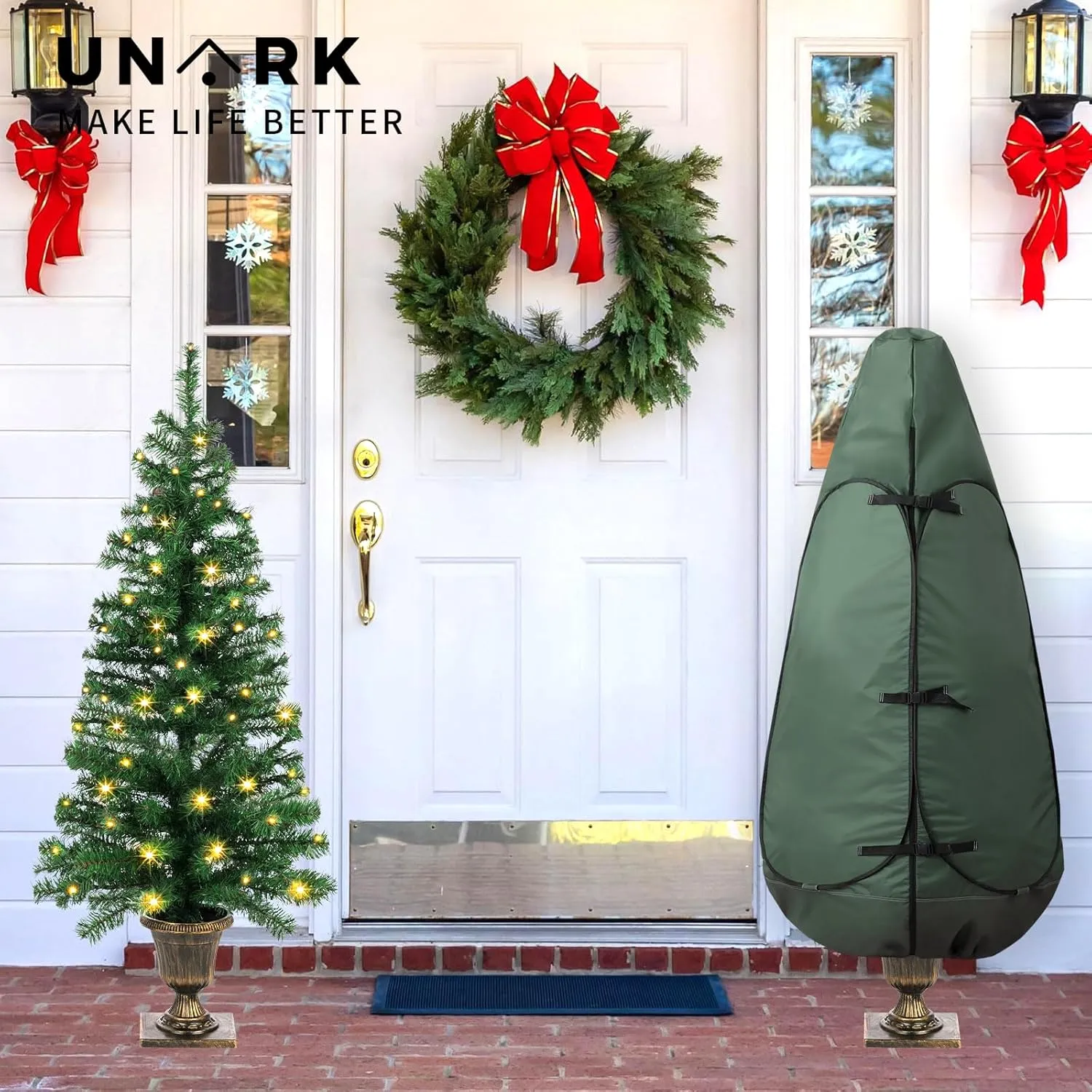 Upright Christmas Tree Storage Bag 9 Foot Tree, 9 ft Christmas Tree Storage Bag, Christmas Tree Cover For Upright Storage Fit 8 Ft / 9 Ft / 10 Ft Christmas Tree Bags Storage 9 ft Green