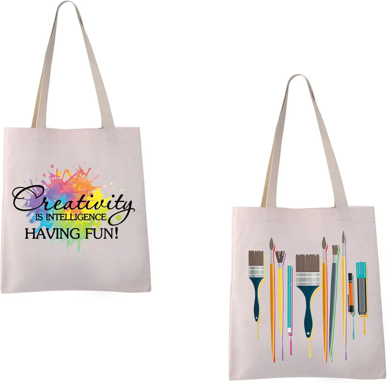 VAMSII Artist Tote Bag Painter Gift Bag Creativity is Intelligence Having Fun Art Teacher Gifts Art Student Gifts Supply Bag