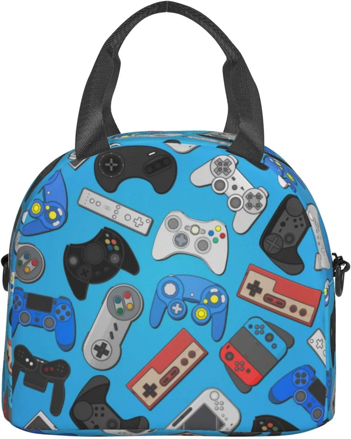 Video Game Lunch Bag with Adjustable Shoulder Strap for Women Men Reusable Lunch Box Leakproof Tote Bags Insulated Cooler for Work Travel Outdoor(9 x 5 x 7.8 Inches)