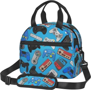 Video Game Lunch Bag with Adjustable Shoulder Strap for Women Men Reusable Lunch Box Leakproof Tote Bags Insulated Cooler for Work Travel Outdoor(9 x 5 x 7.8 Inches)