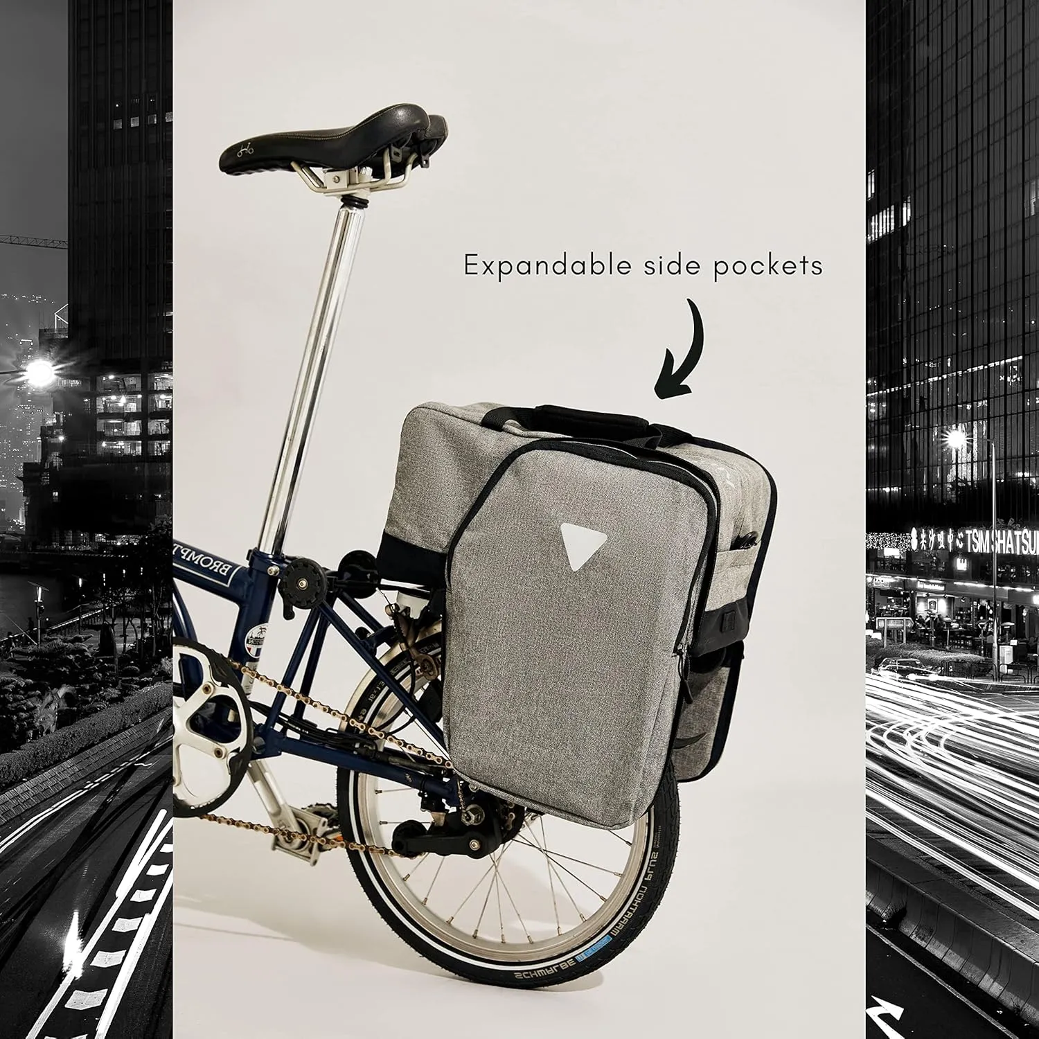 Vincita Nash Bike Trunk Bag - Universal Quick-release Fit All Rear Racks With Expandable Panniers And Waterproof Rain Cover, Large Capacity - Bicycle Commuter Bag Suitable For All Bicycles