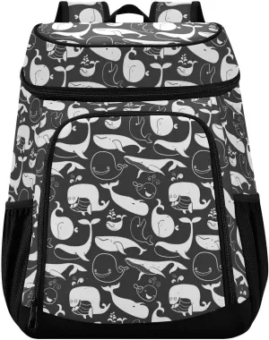 Vintage Chalk Whale Cooler Backpack 36 Cans Insulated Backpack Cooler Leak Proof Cooler Bag Lightweight Backpack for Lunch Camping Picnic Beach