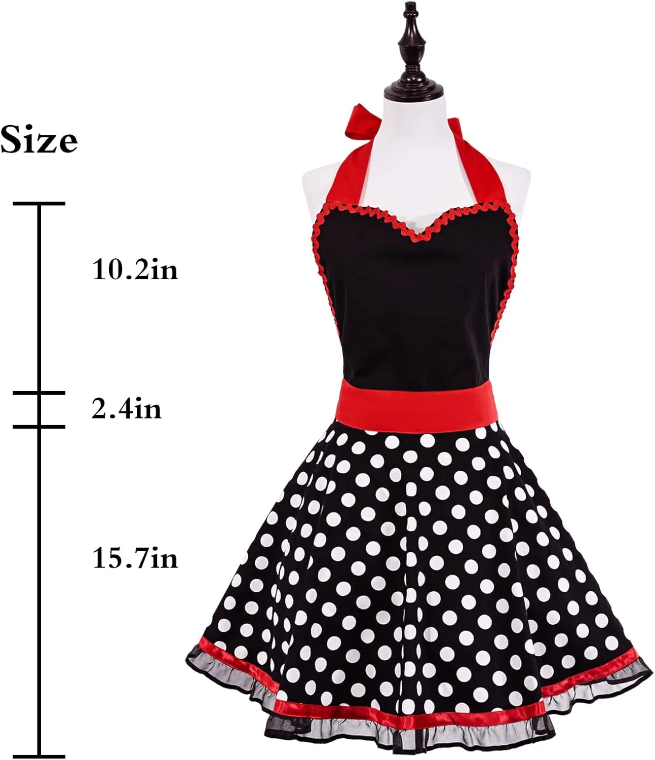 Violet Mist Cute Sweetheart Vintage Apron for Women Girls Polka Dot Retro Stylish Apron Sexy Black Dress 50s Apron Lace Ruffle Adjustable Neck Strap Flirty Apron Halloween Christmas Mothers Gifts