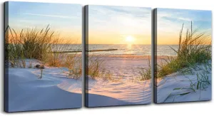 Wall Art For Living Room Wall Decor For Bedroom Poster Blue Sun Beach Grass Ocean Landscape Paintings Prints Artwork Bathroom Decorations Seascape Canvas Prints Hang Pictures Office Home Decor Works
