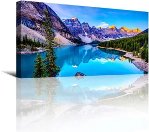 Wall Art Lake Mountain Landscape Picture Print Canvas Wall Art Modern Artwork for Home Decor Stretched And Ready To Hang,2.5cm Thick,Waterproof Artwork