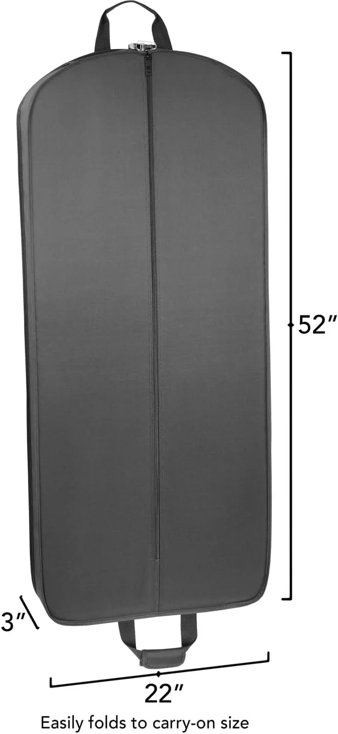 WallyBags® 52” Deluxe Travel Carry-On Garment Bag with Two Pockets, Perfect for Dresses, Suits, Men and Women, Black
