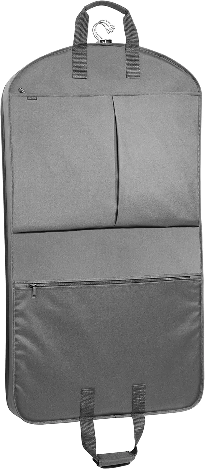 WallyBags Deluxe Travel Garment Bag with Two Pockets, Grey, 40-inch