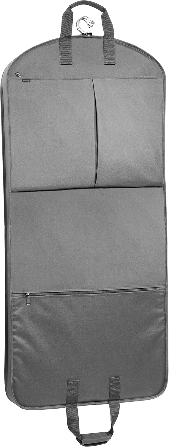 WallyBags Deluxe Travel Garment Bag with Two Pockets, Grey, 52-inch