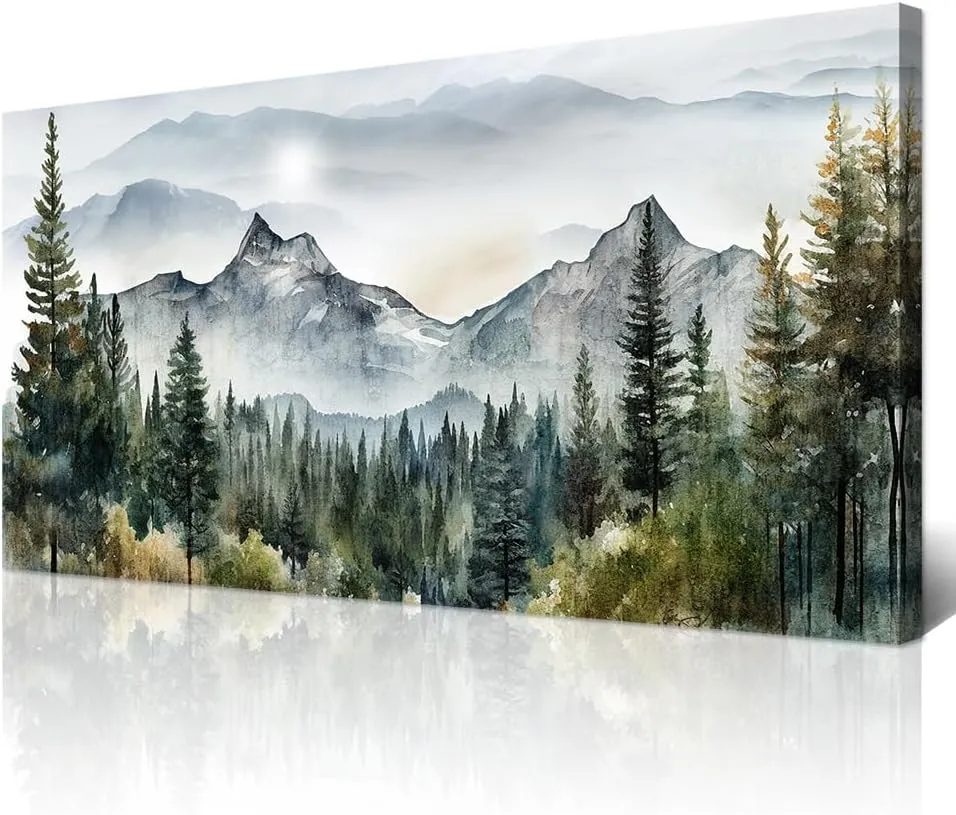 Wapluam Abstract Mountain Landscape Wall Painting Canvas Wall Art For Living Room Bedroom Wall Decor Modern Home Decor Office Wall Decorations Stretched And Framed Pictures Ready To Hang ArtWorks