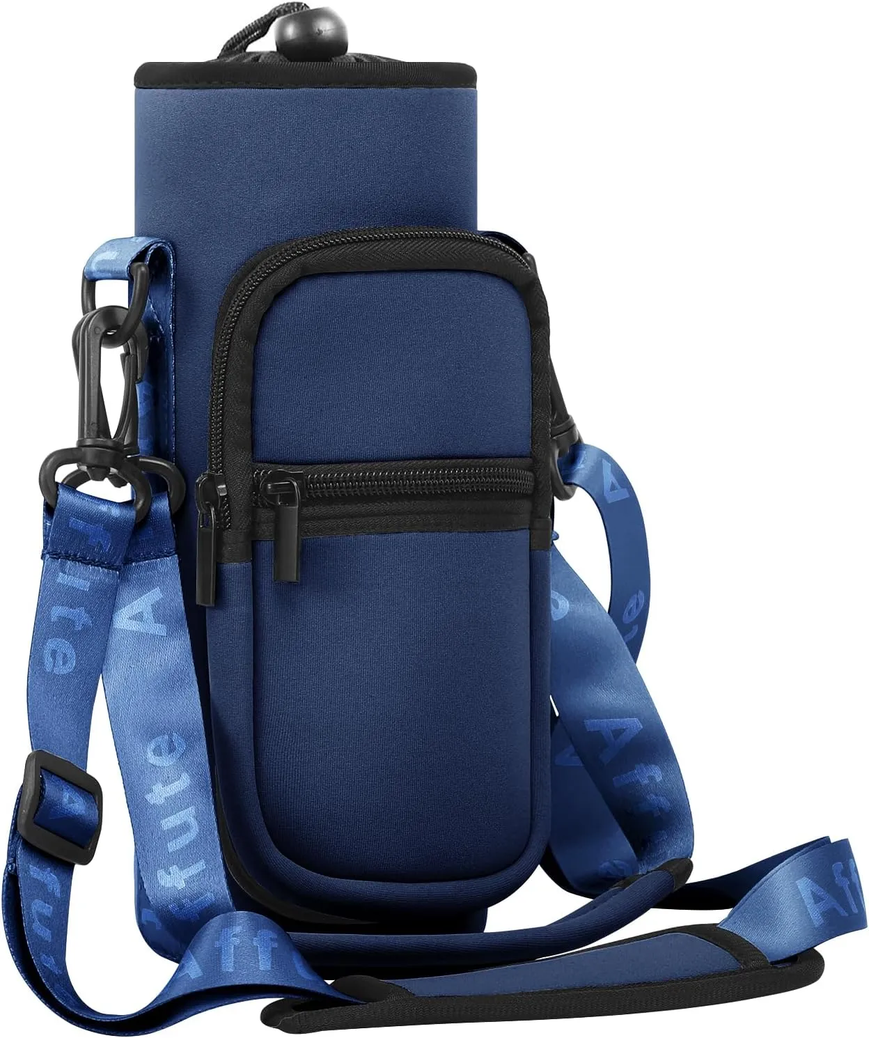 Water Bottle Carrier Bag for 12-40 oz Bottles, with Adjustable Shoulder Strap,2 Pockets, Walking Camping Hiking