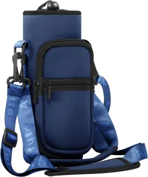 Water Bottle Carrier Bag for 12-40 oz Bottles, with Adjustable Shoulder Strap,2 Pockets, Walking Camping Hiking