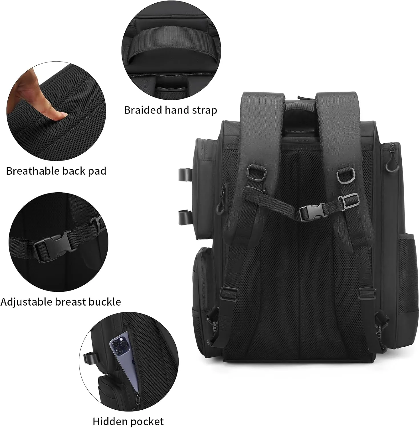 Waterproof Fishing Bag with Rod Holder,A Movable Partition and An Insulated Liner, It Is also A Large Lightweight Hiking Backpack