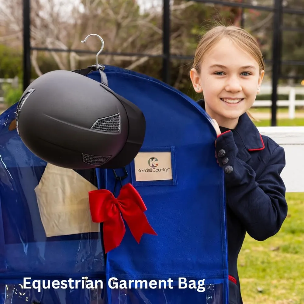 Waterproof Hanging Garment Bag 40 inch Clothes Bag with Gusset, 5 Pockets Side Zip for Dance Costumes Sports Skating Theatre Pageants Cheer Cosplay Kendall Country (Royal, 40 inch)