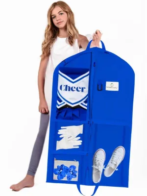 Waterproof Hanging Garment Bag 40 inch Clothes Bag with Gusset, 5 Pockets Side Zip for Dance Costumes Sports Skating Theatre Pageants Cheer Cosplay Kendall Country (Royal, 40 inch)