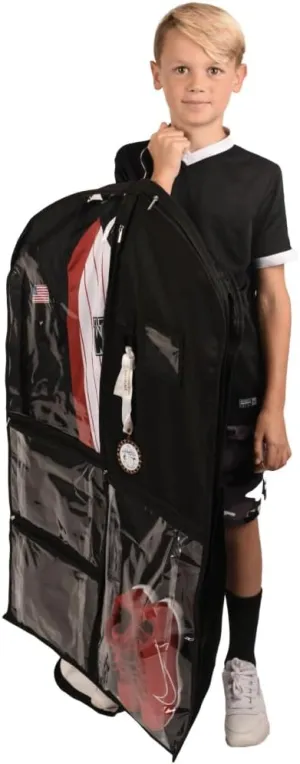 Waterproof Hanging Garment Bag 40 inch, Sports, Skating, Pockets & Side Zip for Clothes, Dance Costumes, Theatre (Raven)