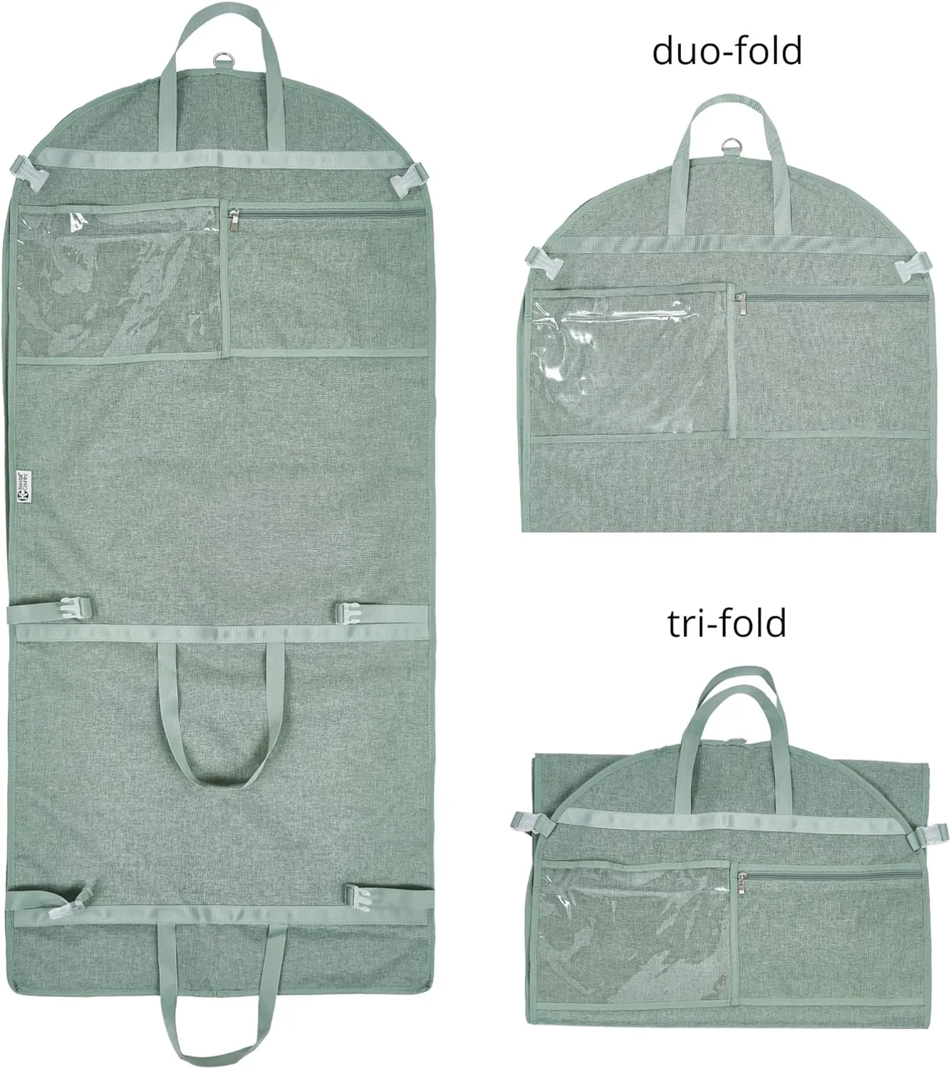 Waterproof Hanging Garment Bag 52 inch Deluxe Clothes Bag with Gusset, 4 Pockets & Side Zip for Dance Costumes, Sports, Skating, Theatre, Beauty Pageants & More by Kendall Country (Moss)