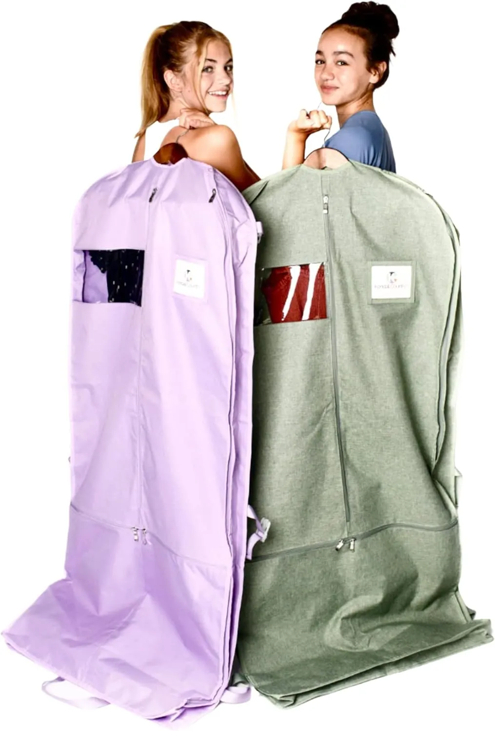 Waterproof Hanging Garment Bag 52 inch Deluxe Clothes Bag with Gusset, 4 Pockets & Side Zip for Dance Costumes, Sports, Skating, Theatre, Beauty Pageants & More by Kendall Country (Moss)