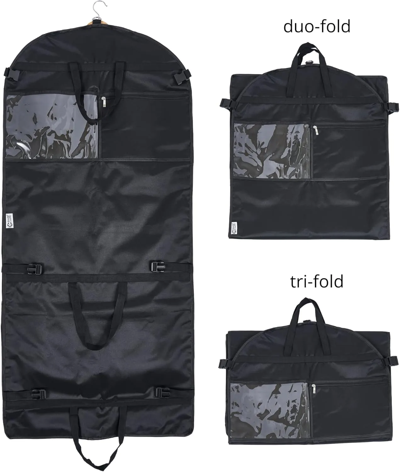 Waterproof Hanging Garment Bag 52 inch Deluxe Clothes Bag with Gusset, 4 Pockets & Side Zip for Dance Costumes, Sports, Skating, Theatre, Beauty Pageants & More by Kendall Country (Raven)