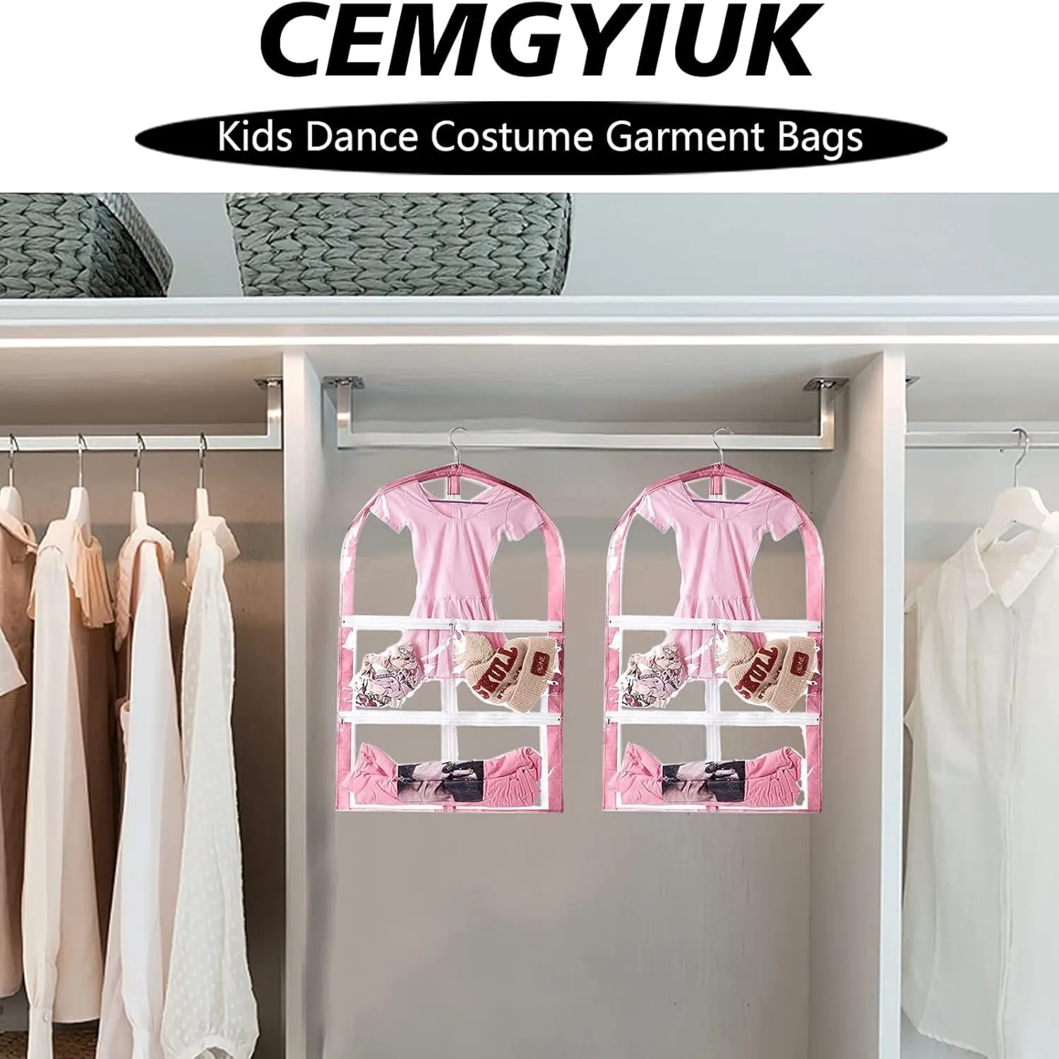 Waterproof Hanging Garment Bag,35 Inch Garment Bags For Hanging Clothes,Garment Bags For Travel Storage,Kids Garment Bag with Full Zipper for Dance Costumes,Sports,Skating,Theatre,Beauty Pageants
