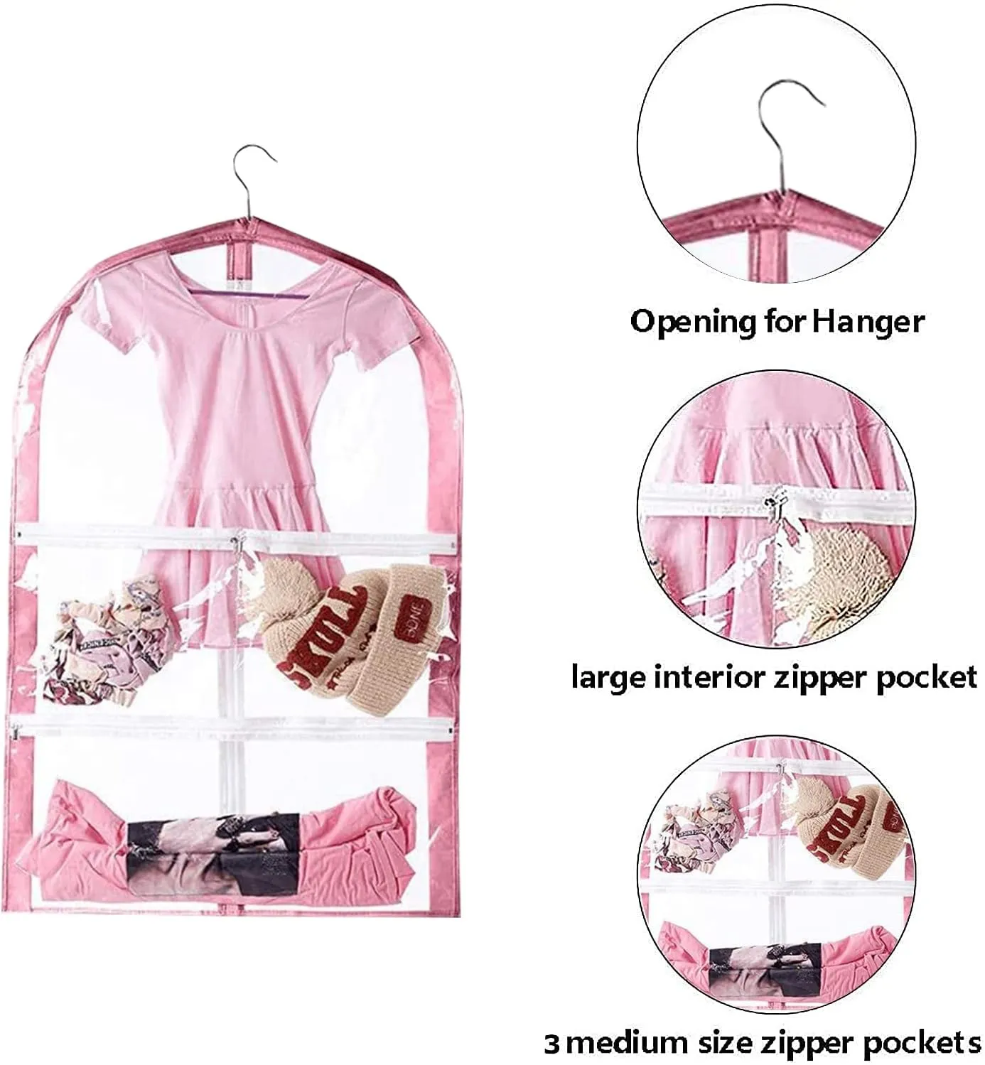 Waterproof Hanging Garment Bag,35 Inch Garment Bags For Hanging Clothes,Garment Bags For Travel Storage,Kids Garment Bag with Full Zipper for Dance Costumes,Sports,Skating,Theatre,Beauty Pageants