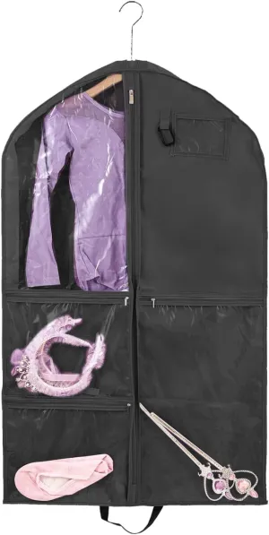 Waterproof Hanging Garment Bag,40 inch Garment Bags for Hanging Clothes,Garment Bags for Travel Storage,Dance Clothes Bag,Kids Garment Bag for Dance Costumes,Sports,Theatre,Beauty Pageants (Black)