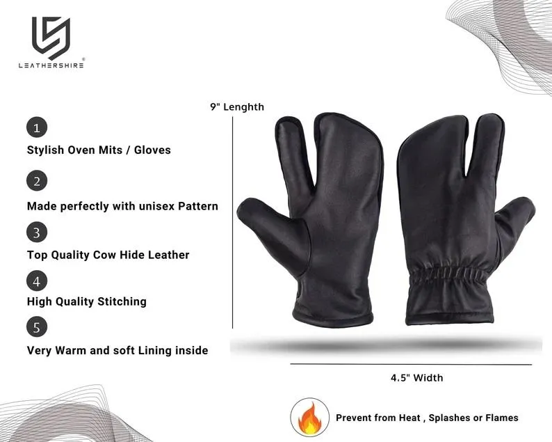 Waxed Black Leather Canvas apron and Roll with Cap and Mitts Gift Set
