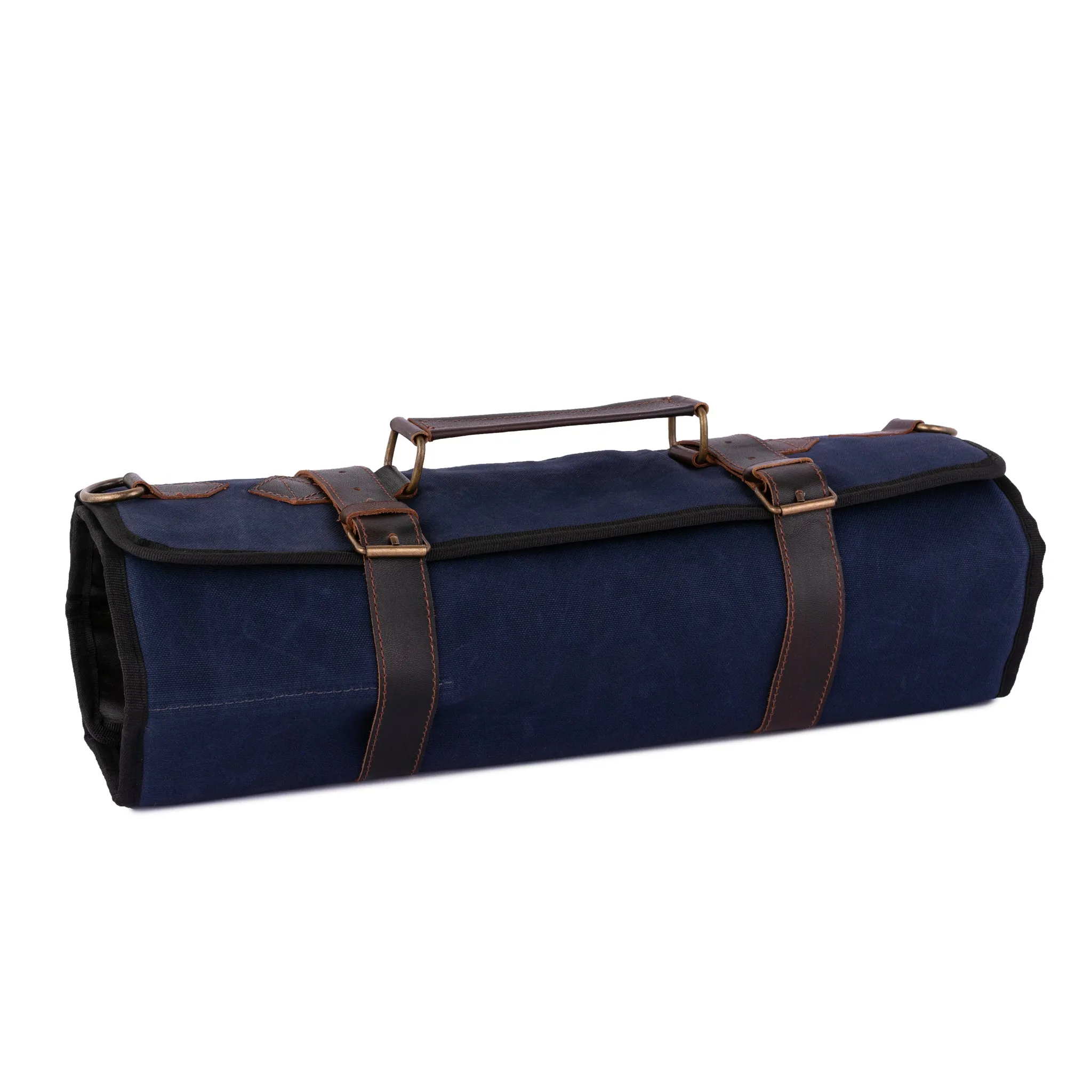 Waxed Blue Leather Canvas apron and Roll Gift Set
