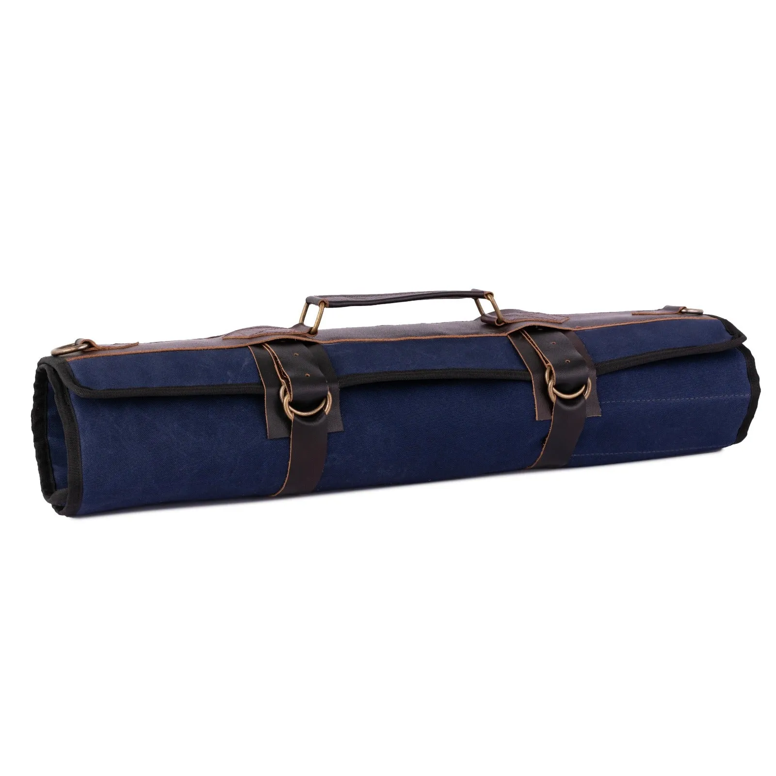 Waxed Blue Leather Canvas apron and Roll with Cap and Mitts Gift Set