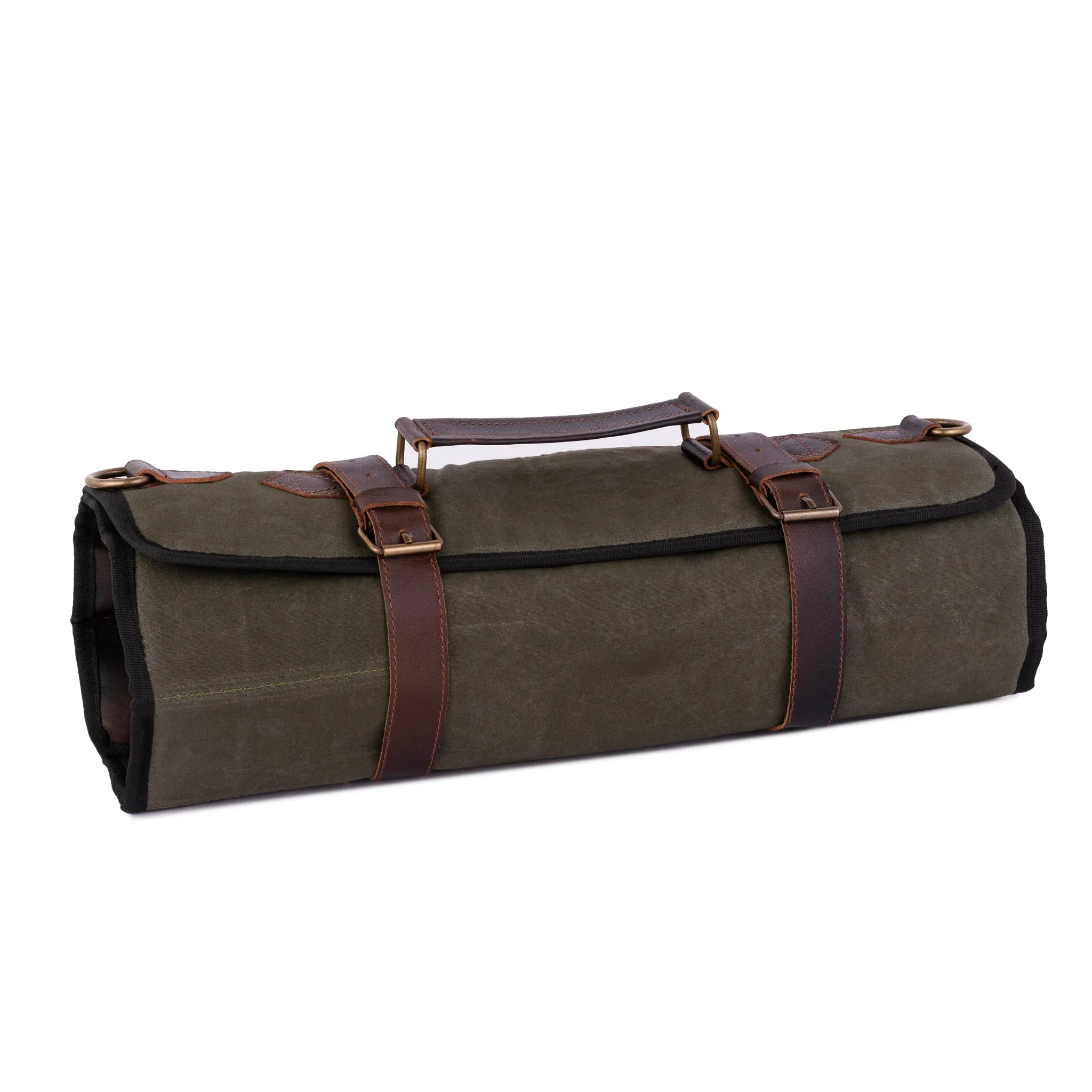 Waxed Green Leather Canvas apron and Roll Gift Set