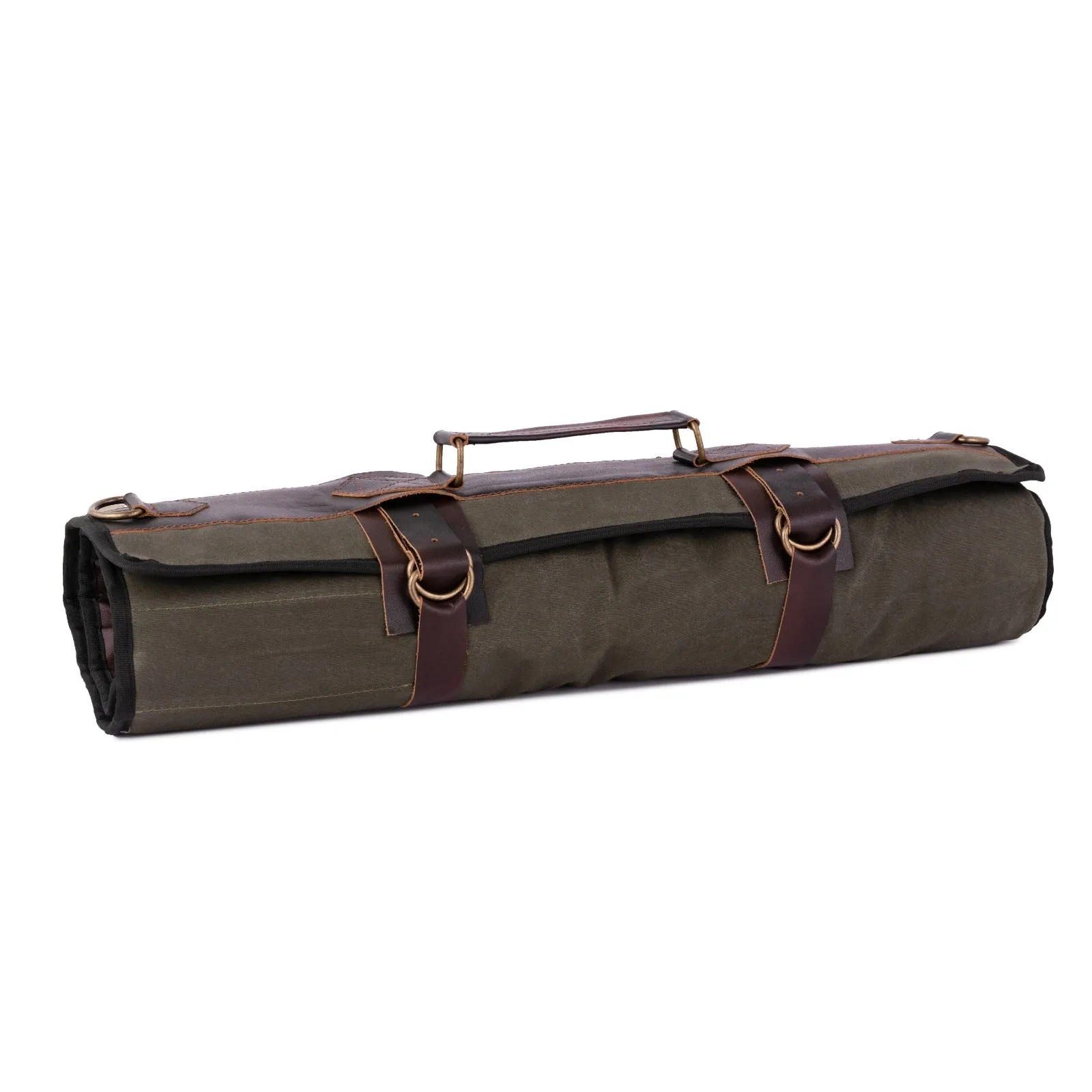 Waxed Green Leather Canvas apron and Roll with Cap and Mitts Gift Set