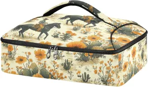 Western Desert Cowboy Casserole Dish Carrier for Hot or Cold Food Storage,Insulated Casserole Carrying Case Perfect for Parties, Picnics and Camping; Fits 9” x 13”Baking Dishes