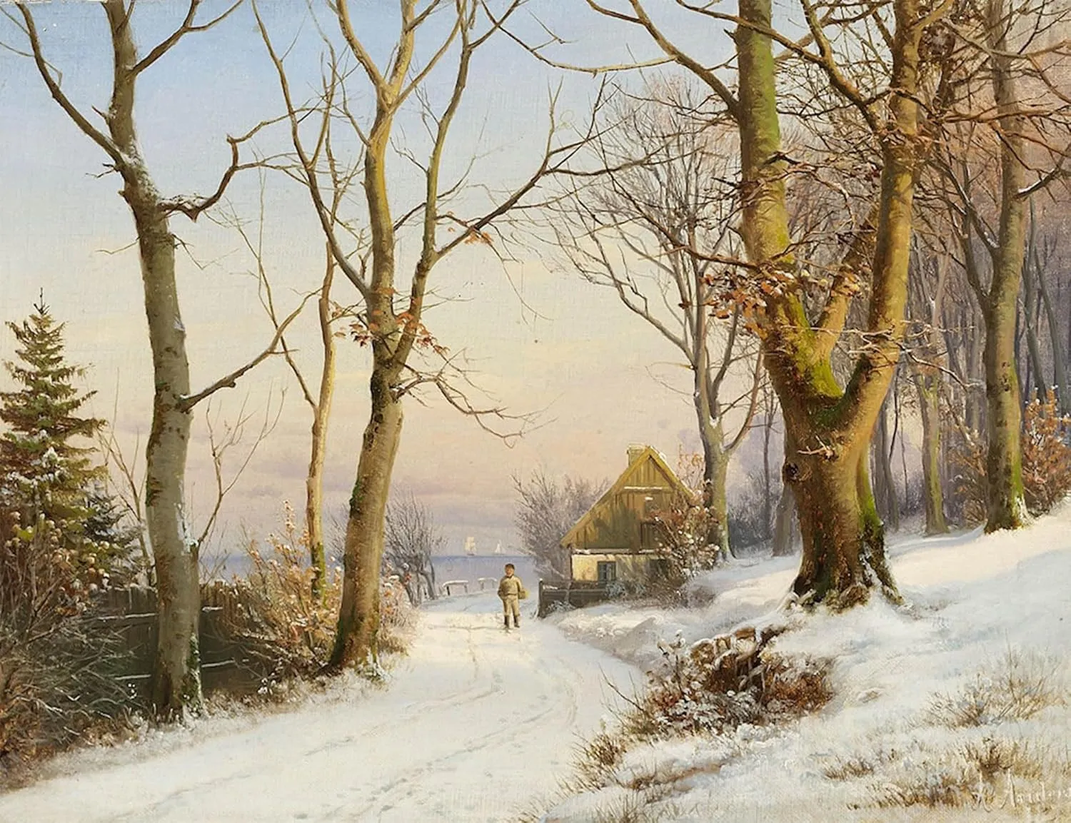 WGZGEFLEB Famous Painting Art Print Images Wall Pictures Vinterdag by Anders Anderson-lundby Abstract Art Picture for Home Decor 60x90cm