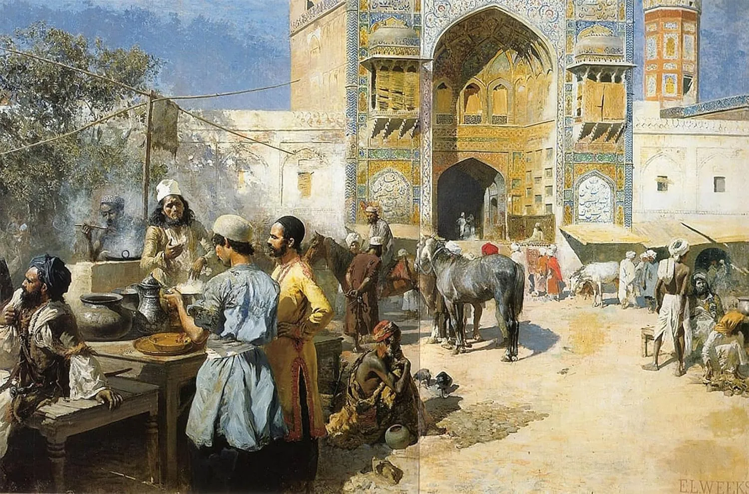 WGZGEFLEB Famous Painting Decorative Poster Artwork Wall Art an Open-air Restaurant Lahore by Edwin Lord Weeks Animal Pictures for Home Decor 60x90cm
