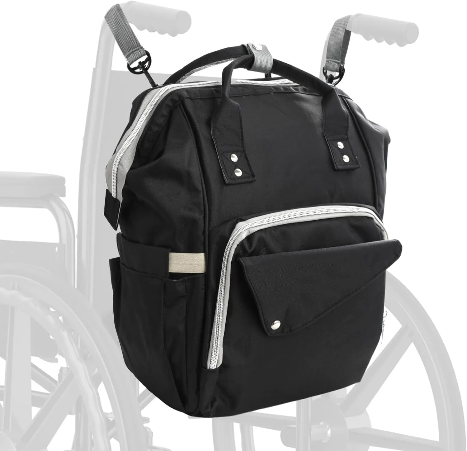 Wheelchair Backpack Bag to Hang On Back - Wheelchair Storage Bag, Hang-on Storage Pouch for Wheelchair Users, Large Carry Case, Wheelchair Travel Organizer Bag for Men, Women